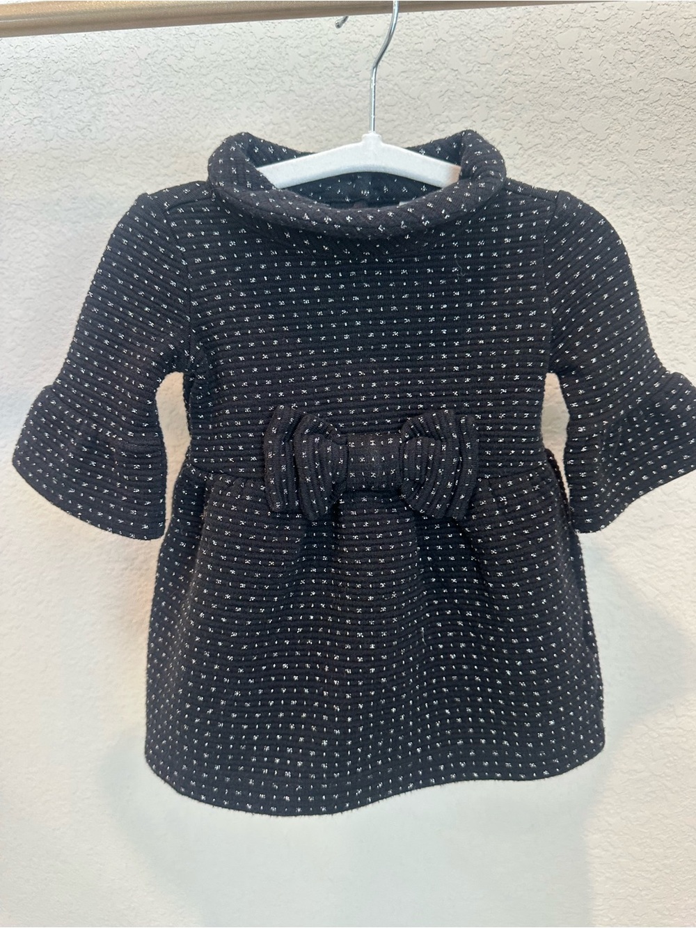 Rare Janie and Jack x Juno valentine Black Textured Bow-Front Dress